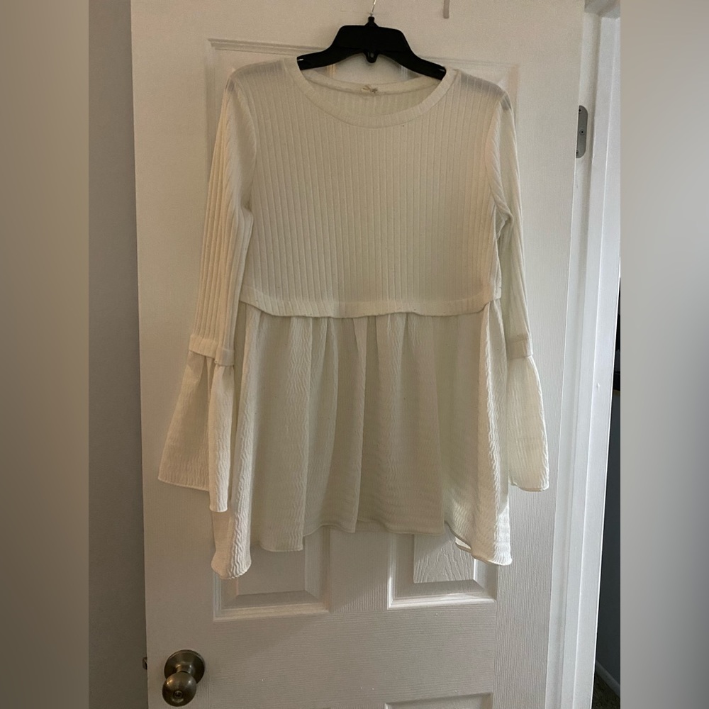 Pink blush - maternity umpire waist white maternity blouse size L